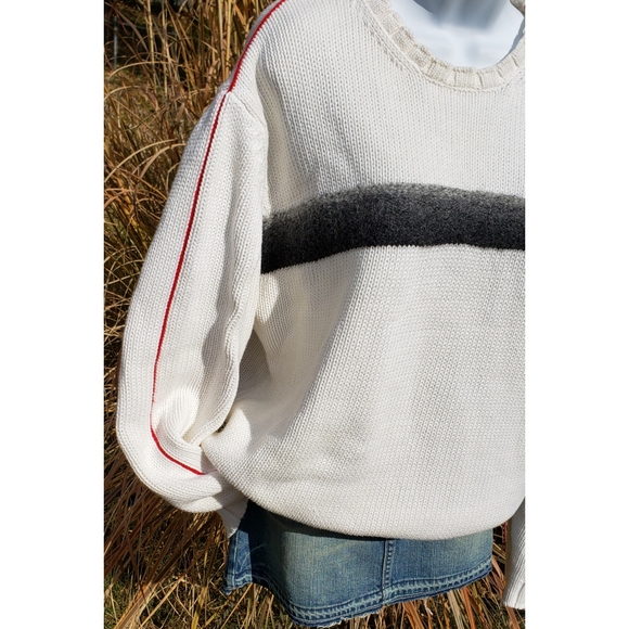 SOLD Nautica Wool Stripe Red Piping Sweater - Picture 3 of 8